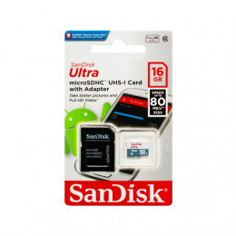 SanDisk microSD 16GB Class 10 Ultra Android UHS-I (80Mb/s) +SD adapter Карта памяти