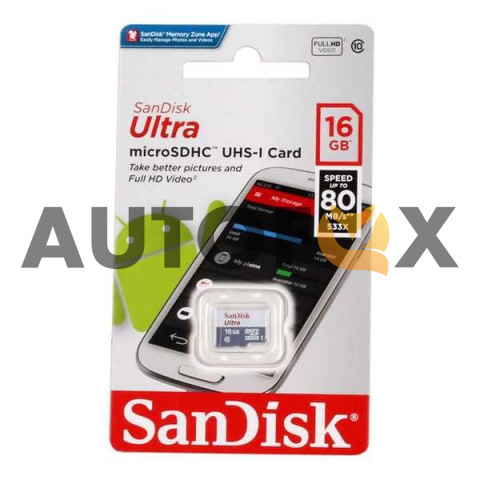 SanDisk microSD 16GB Class 10 Ultra (100Mb/s) без адаптера Карта памяти 